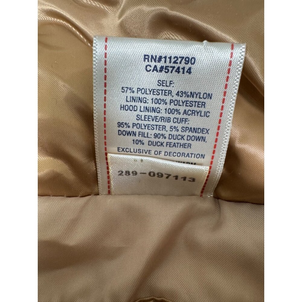 Quilted Gold Puff Jacket W/Hood Womens L True Religion Down & Feather Fill - Picture 6 of 16